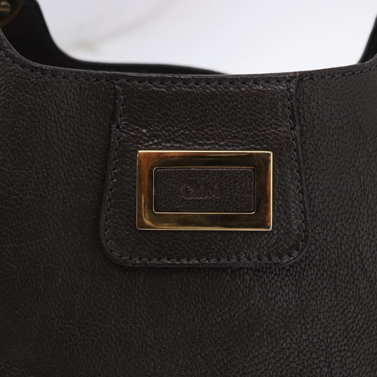 Chloe Irene Shoulder Bag Leather Brown Gold Auth 193511A