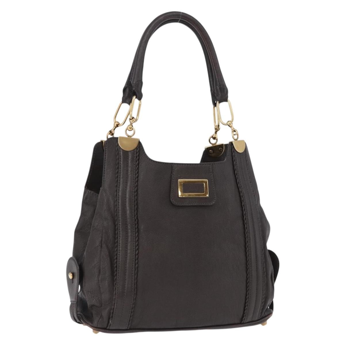 Chloe Irene Shoulder Bag Leather Brown Gold Auth 193511A