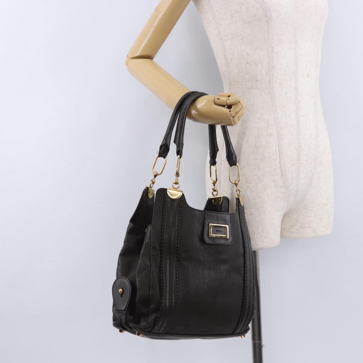 Chloe Irene Shoulder Bag Leather Brown Gold Auth 193511A