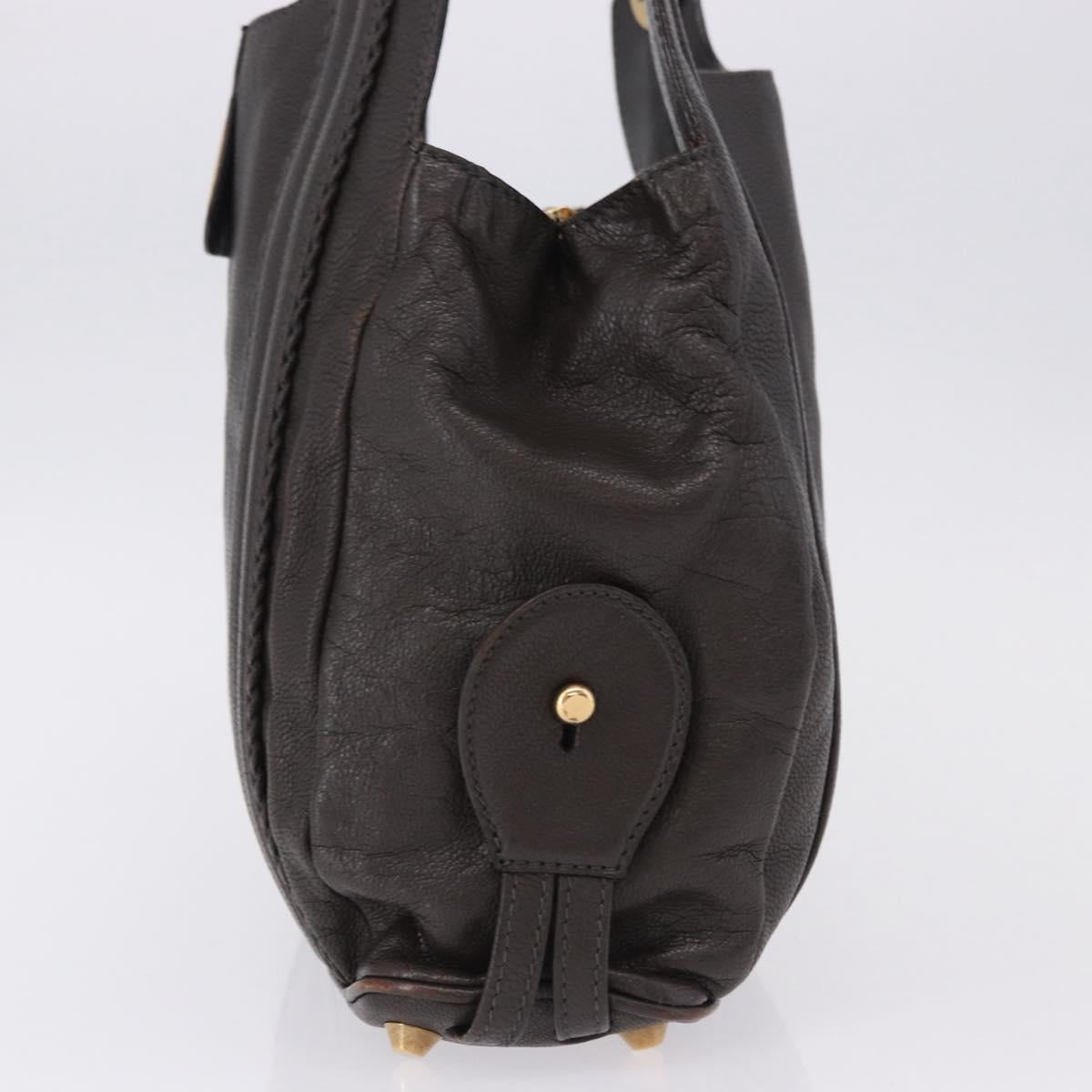 Chloe Irene Shoulder Bag Leather Brown Gold Auth 193511A