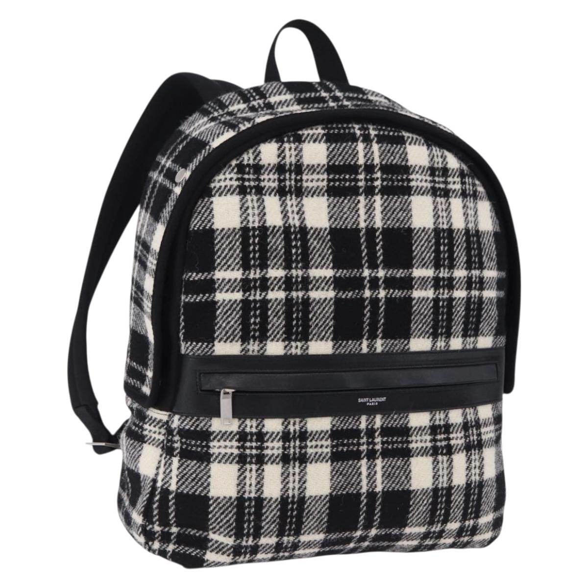 SAINT LAURENT Backpack Wool Black Silver Auth 193512V