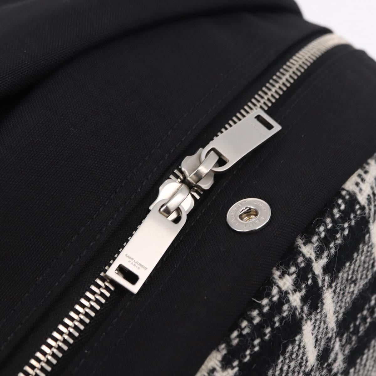 SAINT LAURENT Backpack Wool Black Silver Auth 193512V
