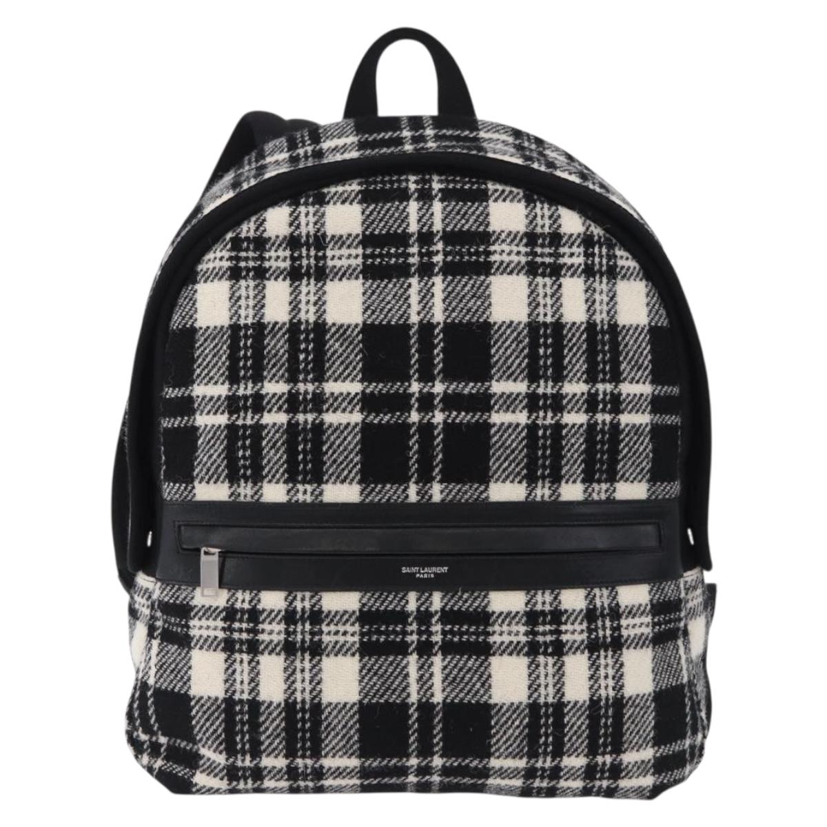 SAINT LAURENT Backpack Wool Black Silver Auth 193512V
