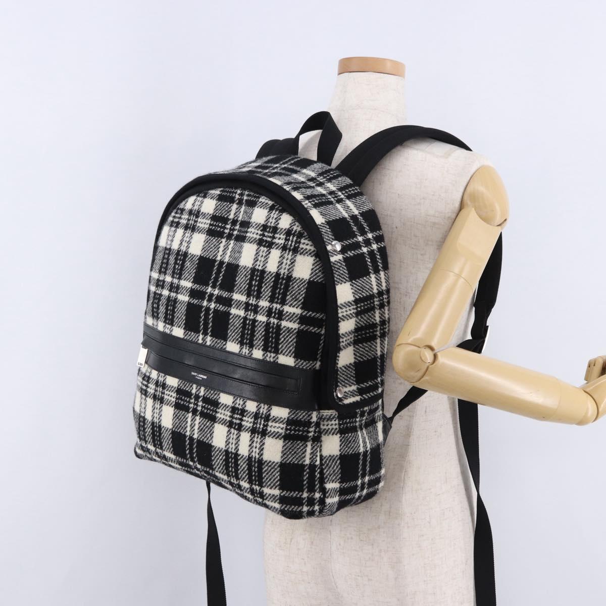 SAINT LAURENT Backpack Wool Black Silver Auth 193512V