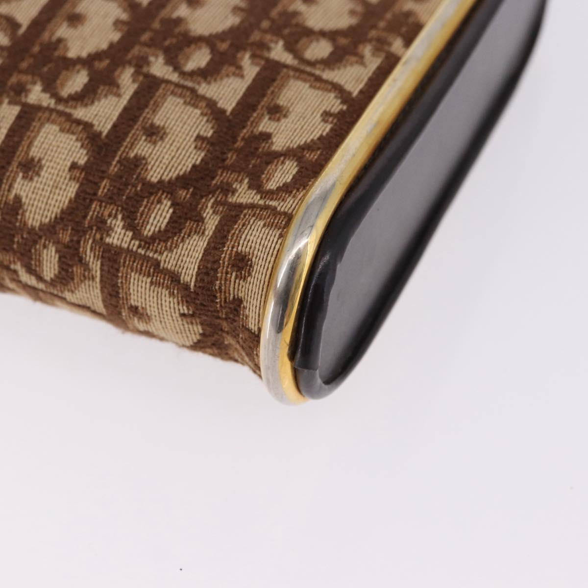 Christian Dior Trotter Canvas Shoulder Bag Beige Gold Auth 193513