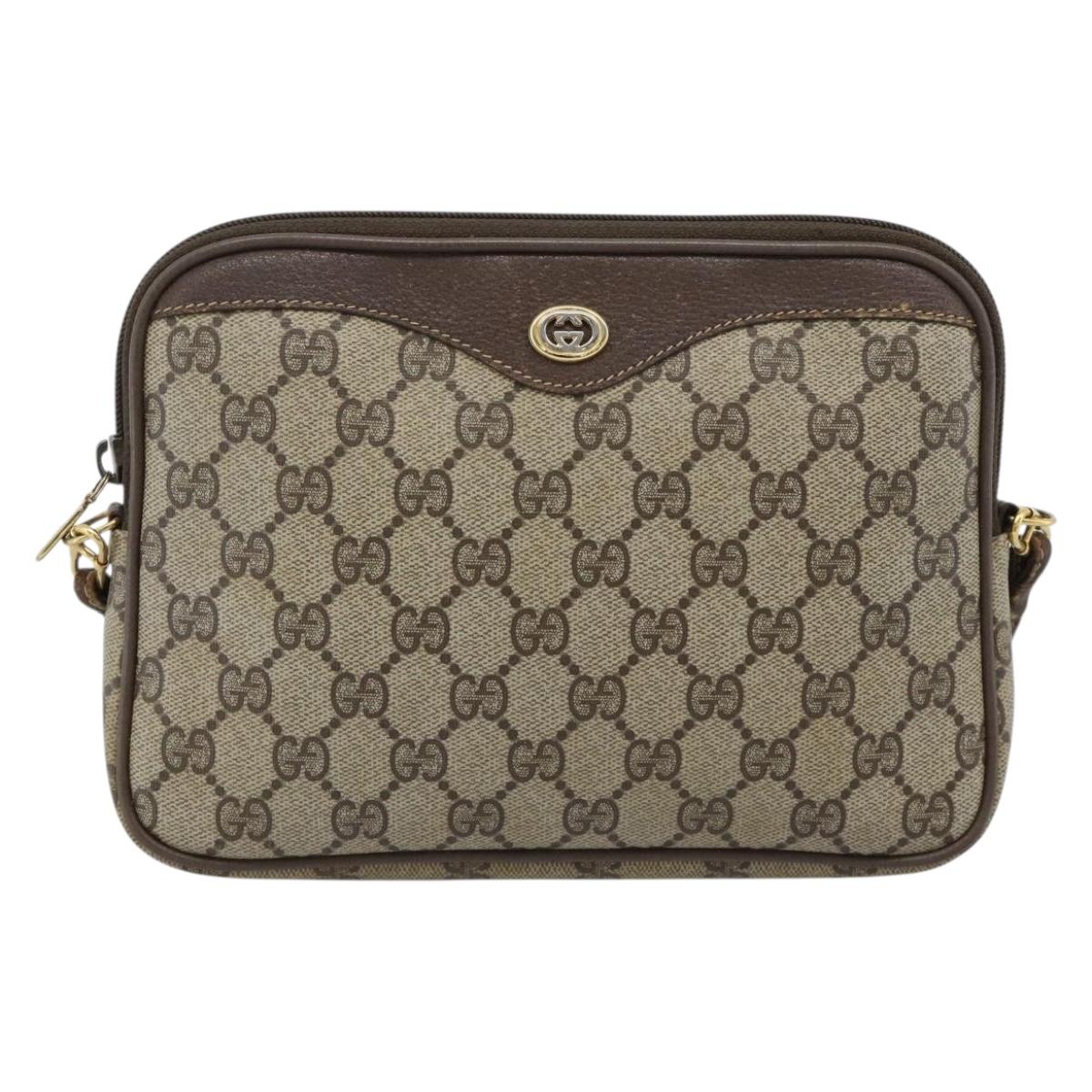 GUCCI GG Supreme Shoulder Bag PVC Beige Gold 97 02 068 Auth 193514