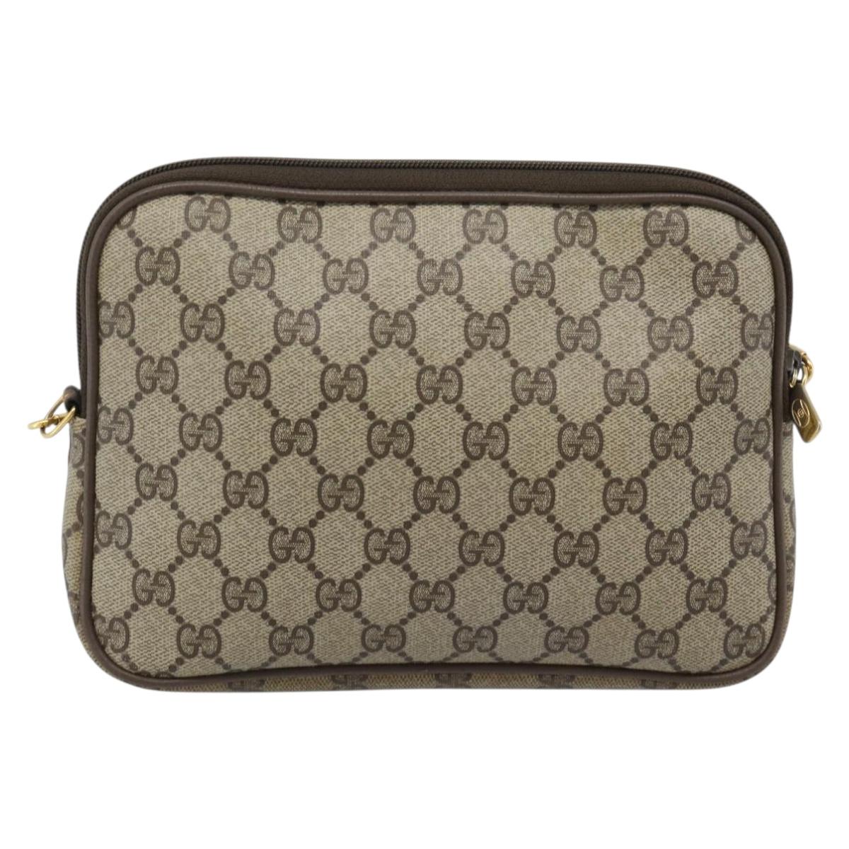 GUCCI GG Supreme Shoulder Bag PVC Beige Gold 97 02 068 Auth 193514