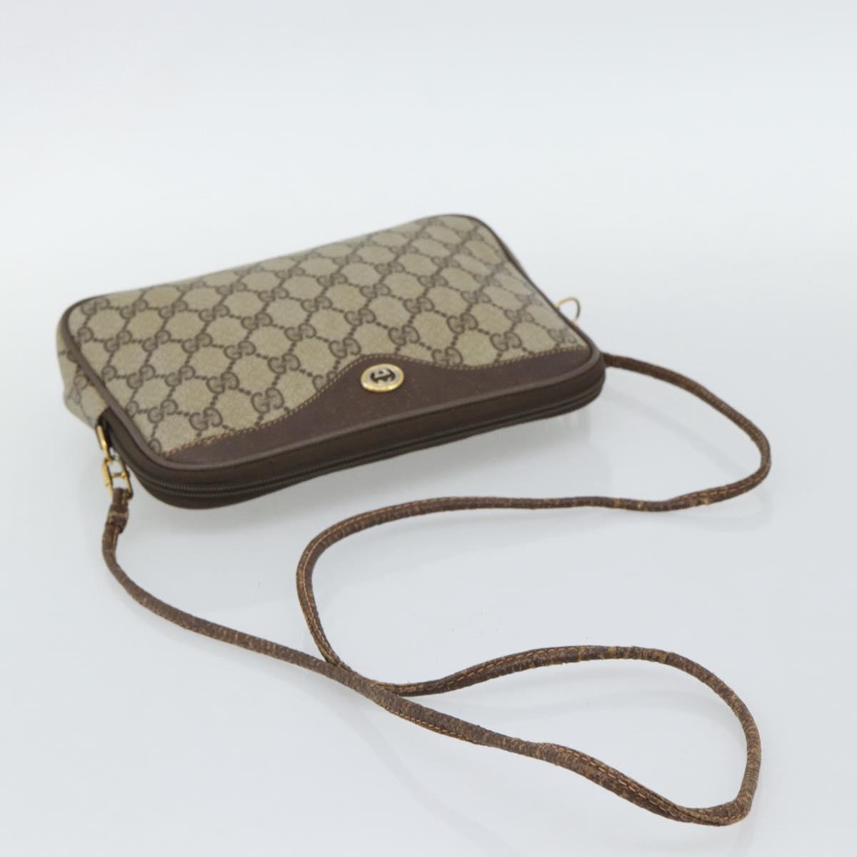 GUCCI GG Supreme Shoulder Bag PVC Beige Gold 97 02 068 Auth 193514