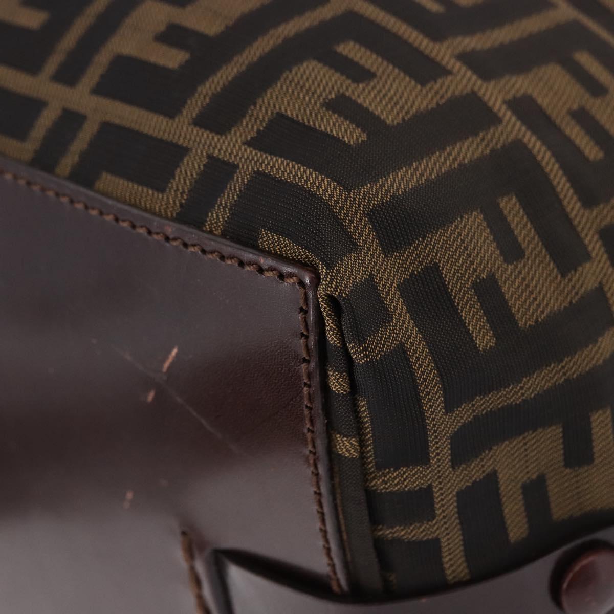 FENDI Zucca Canvas Hand Bag Black Brown Auth 193515