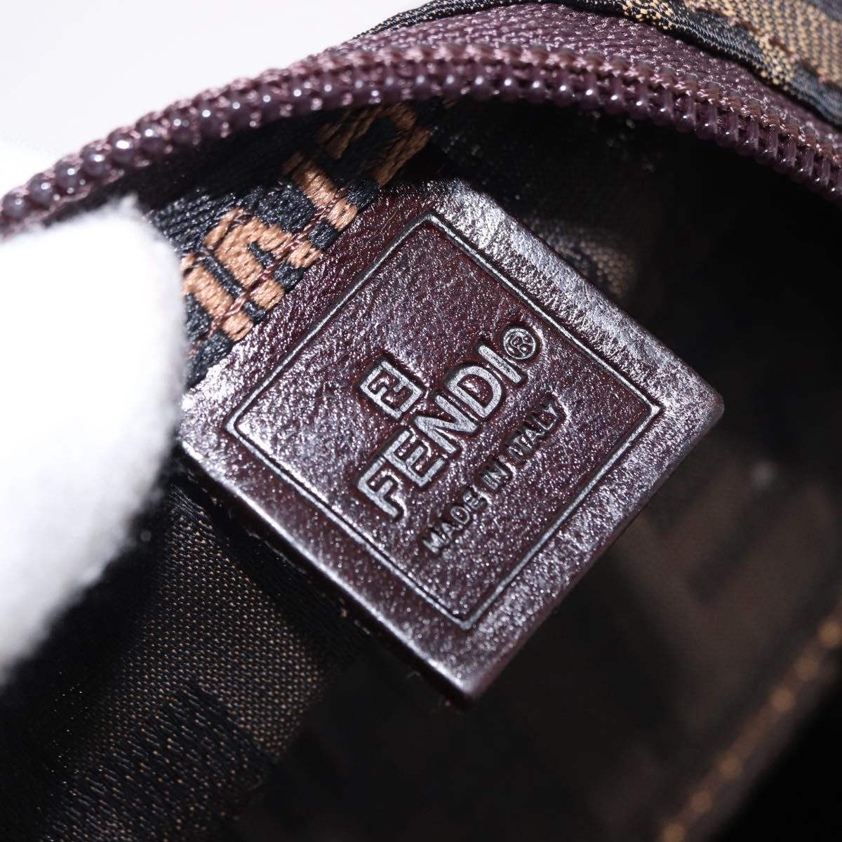 FENDI Zucca Canvas Hand Bag Black Brown Auth 193515