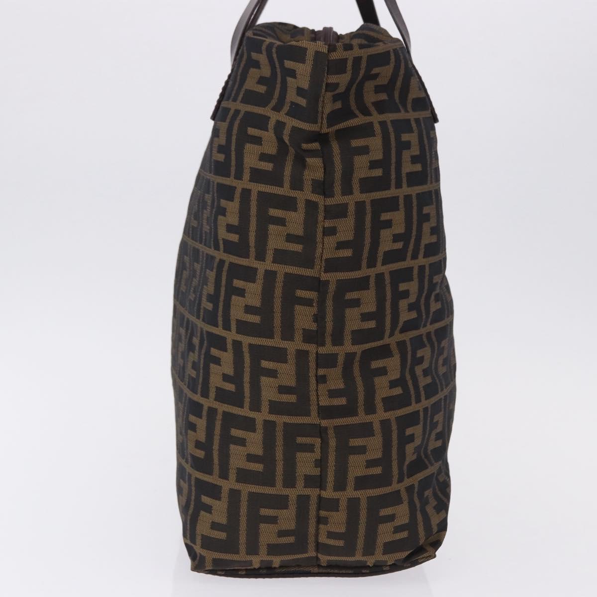 FENDI Zucca Canvas Hand Bag Black Brown Auth 193515