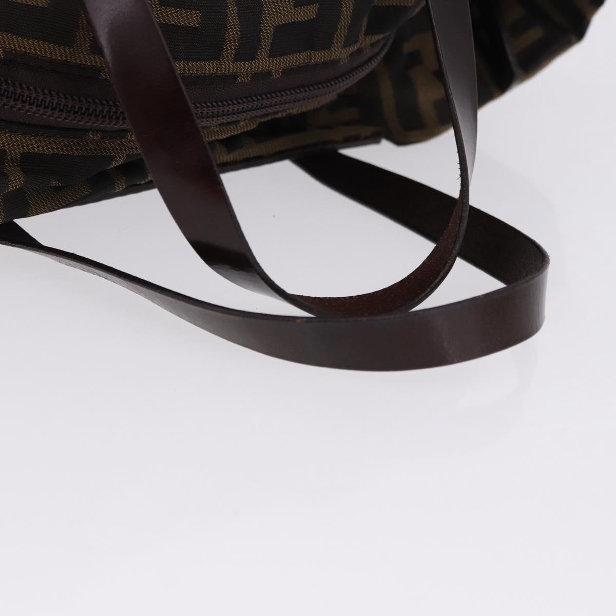 FENDI Zucca Canvas Hand Bag Black Brown Auth 193515
