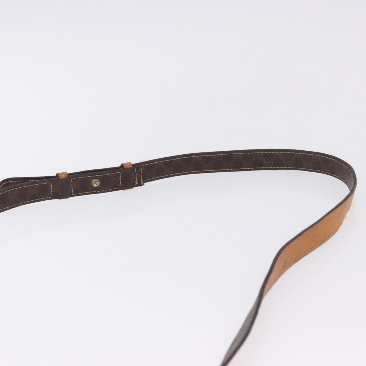 CELINE Macadam Canvas Shoulder Bag PVC Leather Brown Gold Auth 193516
