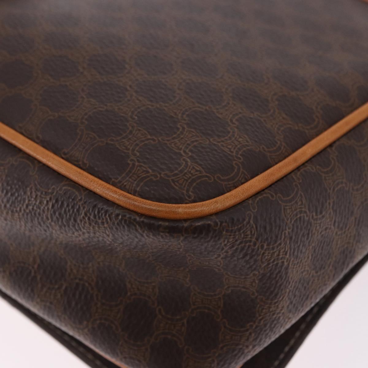 CELINE Macadam Canvas Shoulder Bag PVC Leather Brown Gold Auth 193516