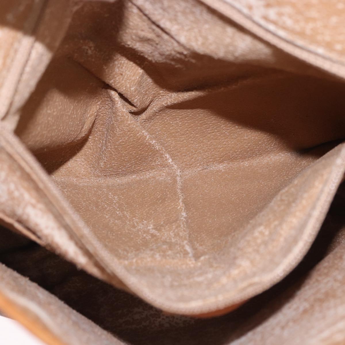 CELINE Macadam Canvas Shoulder Bag PVC Leather Brown Gold Auth 193516