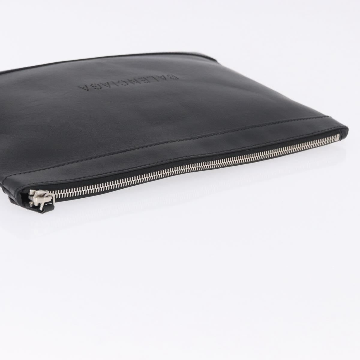 BALENCIAGA Clutch Bag Leather Black Silver 373834 Auth 193517A