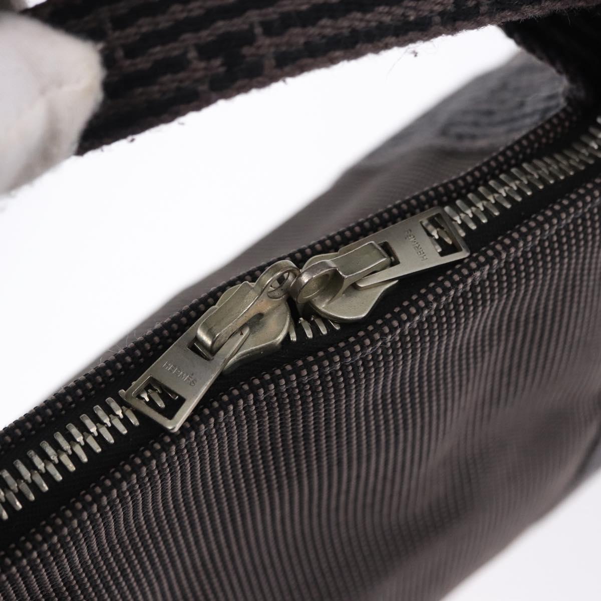HERMES Her Line Cabas Hand Bag Canvas Gray Silver Auth 193518A