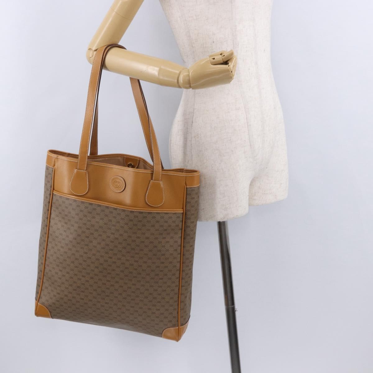 GUCCI Micro GG Supreme Tote Bag PVC Beige Gold Auth 193519