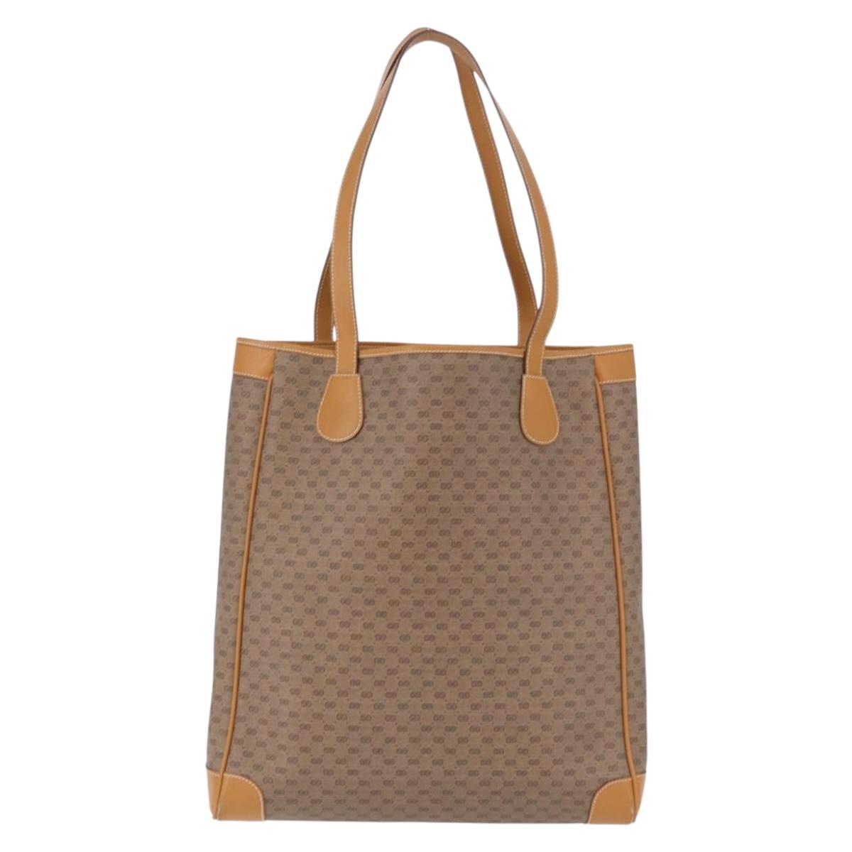 GUCCI Micro GG Supreme Tote Bag PVC Beige Gold Auth 193519