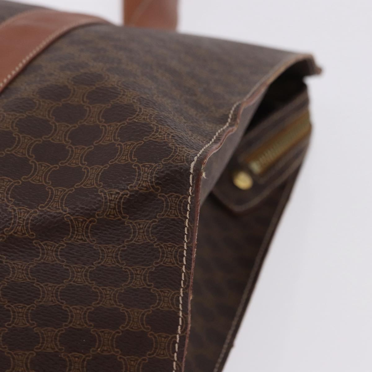 CELINE Macadam Canvas Tote Bag PVC Leather Brown Gold Auth 193520