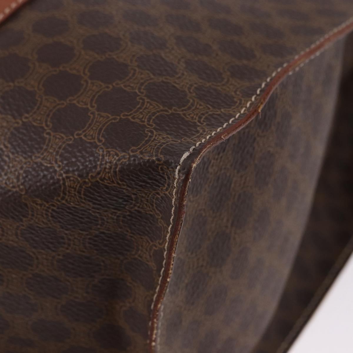 CELINE Macadam Canvas Tote Bag PVC Leather Brown Gold Auth 193520