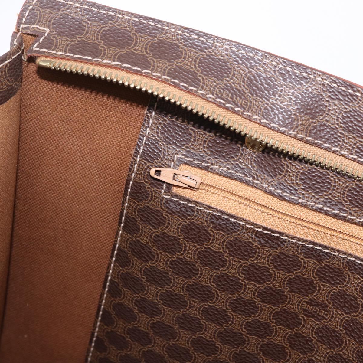 CELINE Macadam Canvas Tote Bag PVC Leather Brown Gold Auth 193520