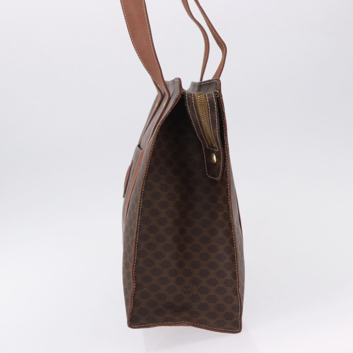 CELINE Macadam Canvas Tote Bag PVC Leather Brown Gold Auth 193520