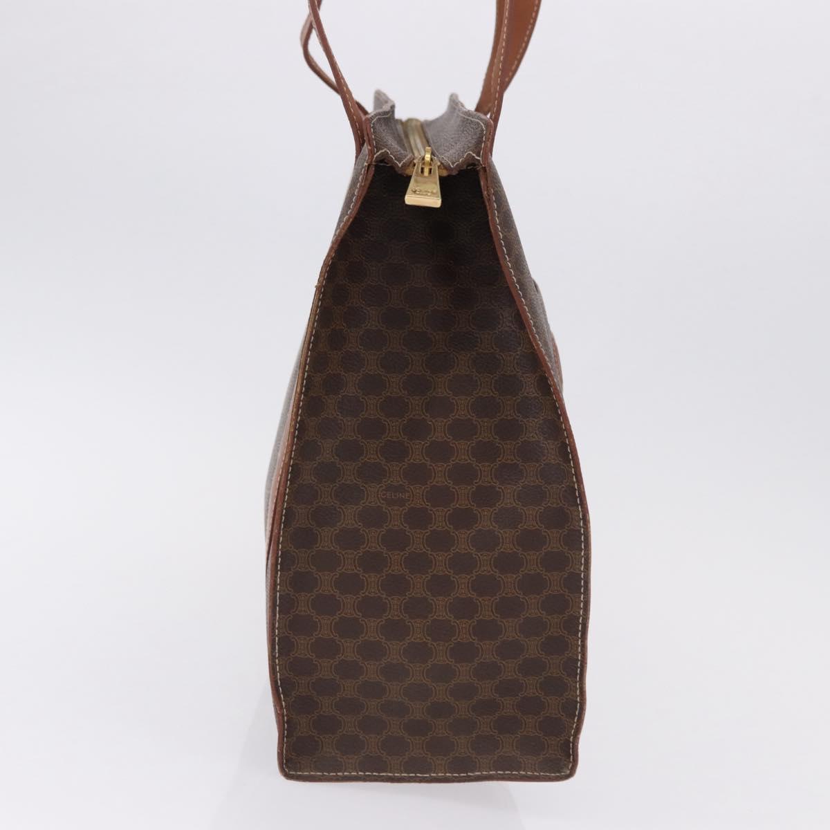 CELINE Macadam Canvas Tote Bag PVC Leather Brown Gold Auth 193520
