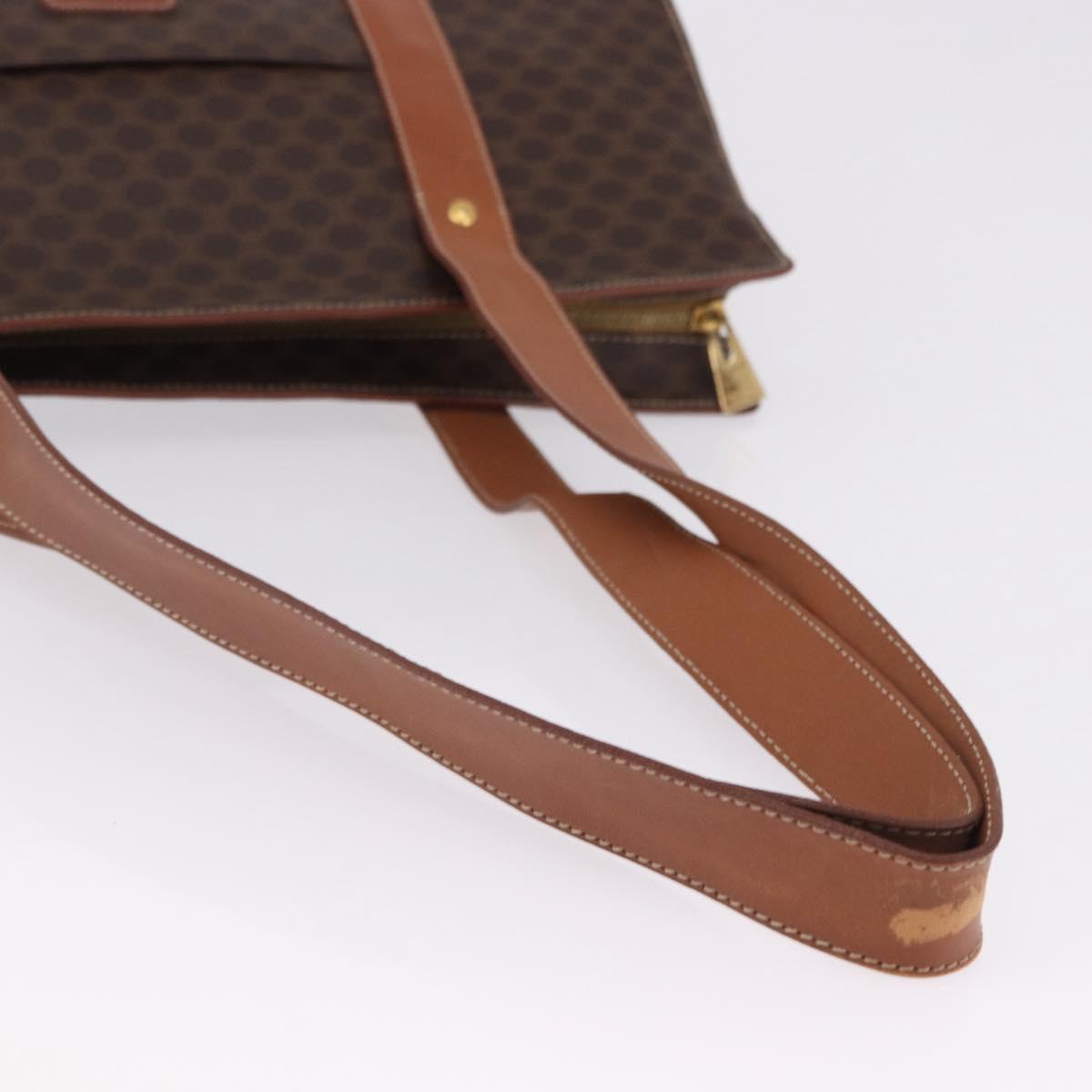 CELINE Macadam Canvas Tote Bag PVC Leather Brown Gold Auth 193520
