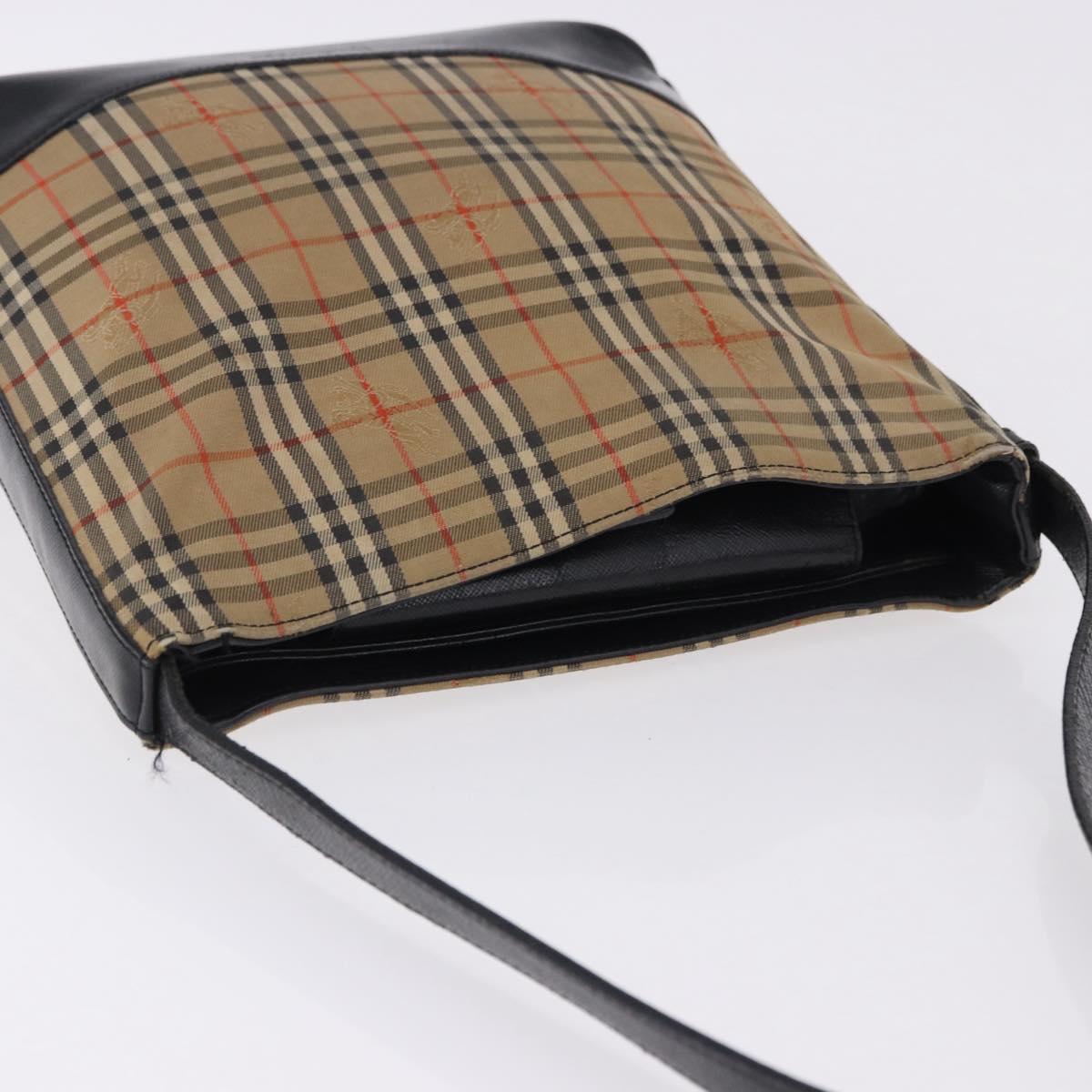 Burberrys Nova Check Shoulder Bag Canvas Beige Gold Auth 193522