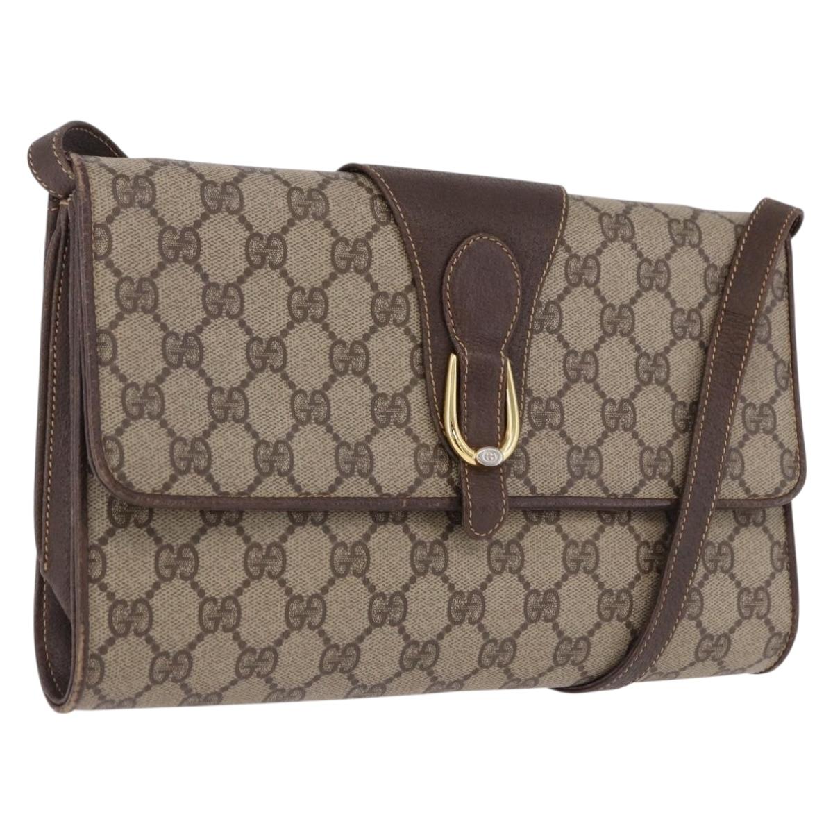 GUCCI GG Supreme Shoulder Bag PVC Beige Gold 904 02 050 Auth 193524