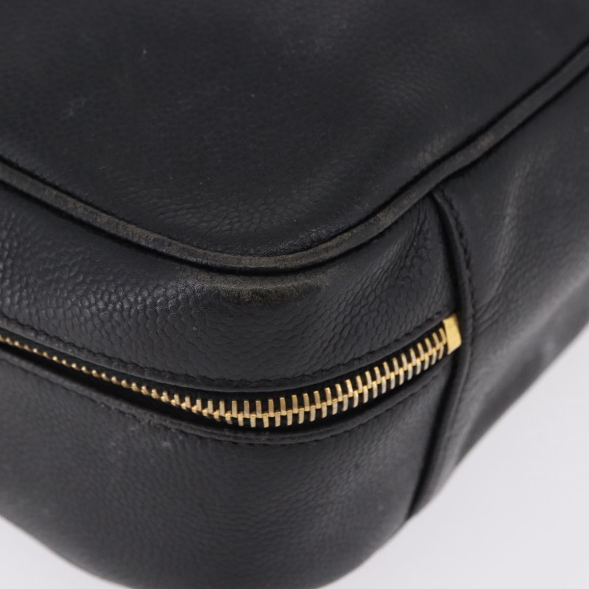 CHANEL COCO Mark Vanity Hand Bag Caviar Skin Black Gold CC Auth 193527