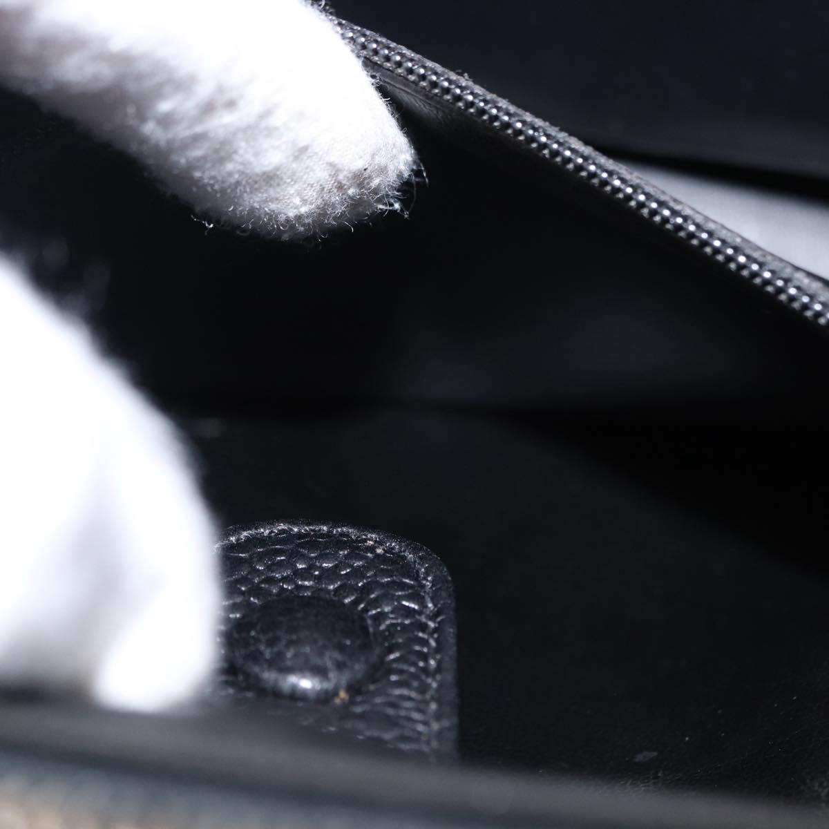 CHANEL COCO Mark Vanity Hand Bag Caviar Skin Black Gold CC Auth 193527