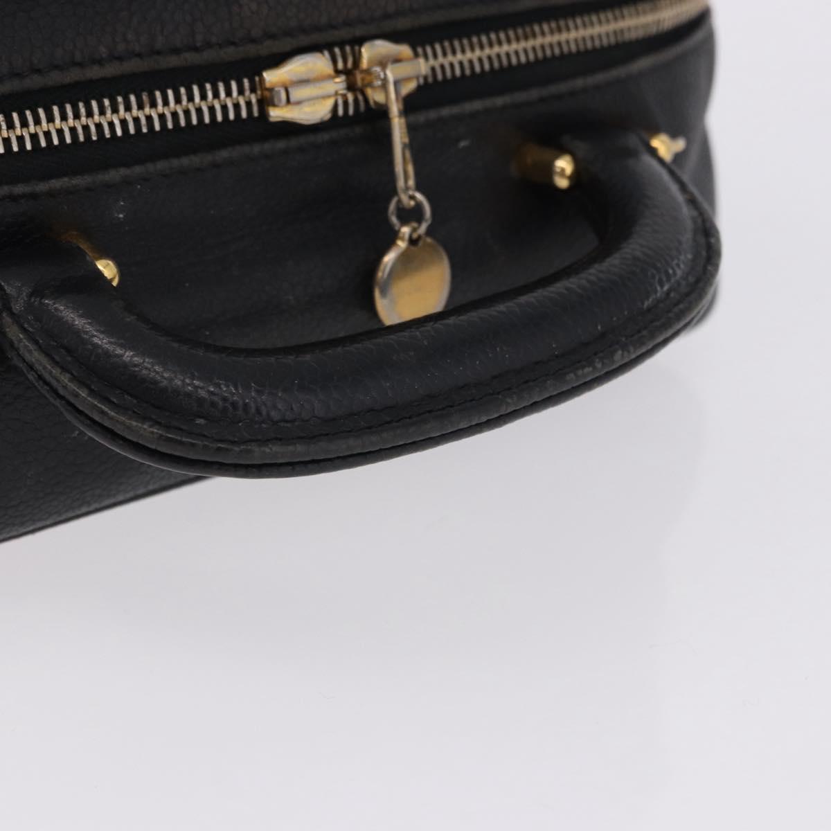 CHANEL COCO Mark Vanity Hand Bag Caviar Skin Black Gold CC Auth 193527