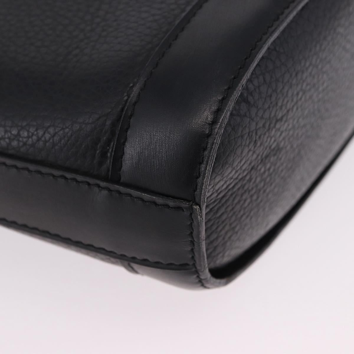 CELINE Shoulder Bag Leather Black Gold Auth 193528