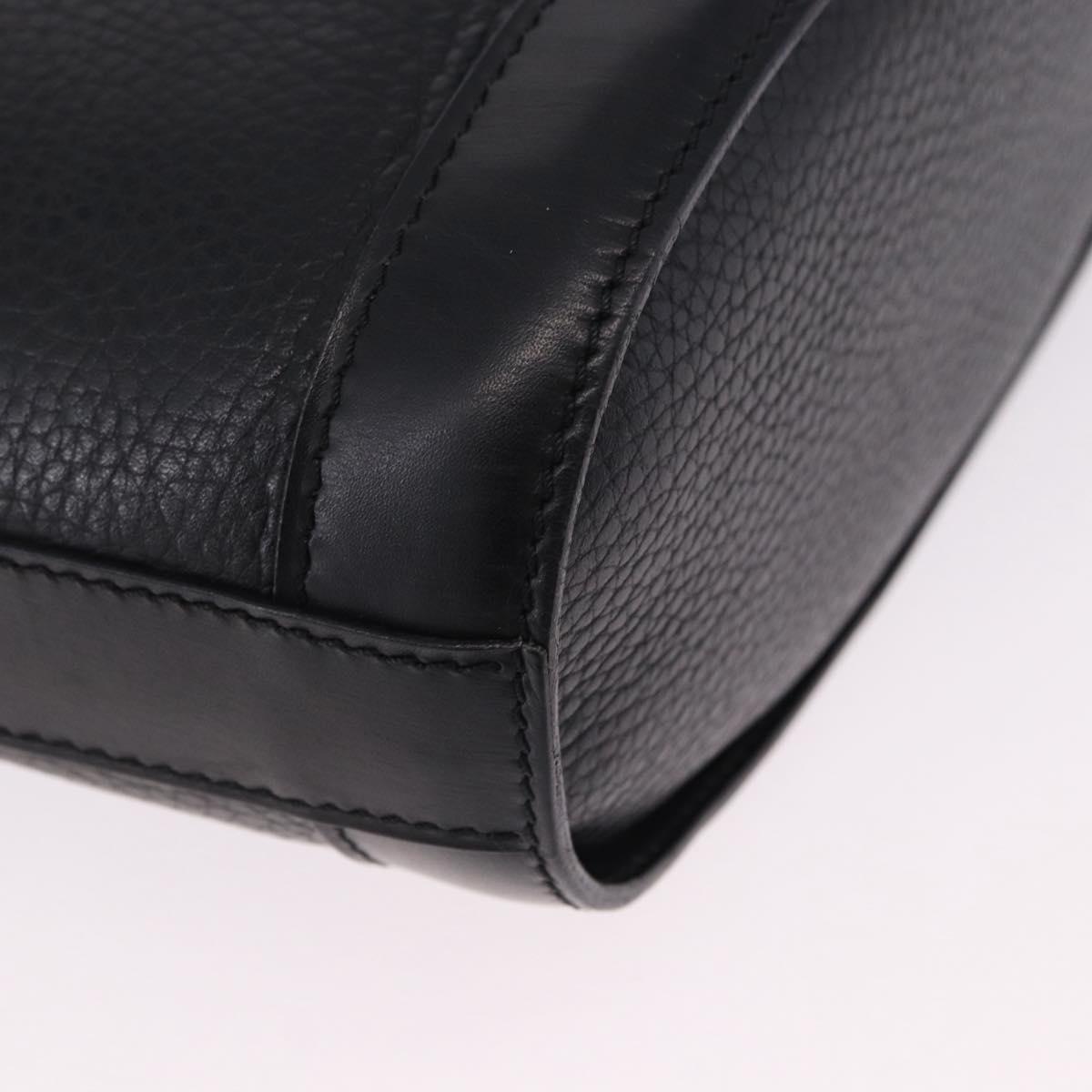 CELINE Shoulder Bag Leather Black Gold Auth 193528