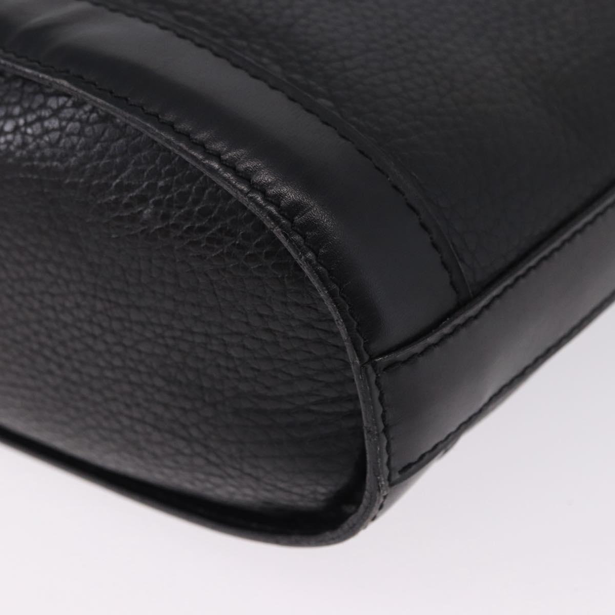 CELINE Shoulder Bag Leather Black Gold Auth 193528
