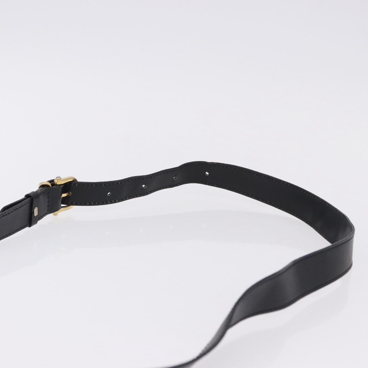 CELINE Shoulder Bag Leather Black Gold Auth 193528