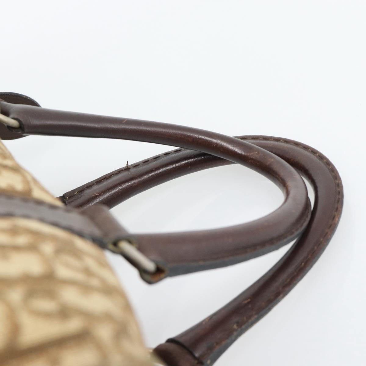 Christian Dior Trotter Canvas Boston Bag Beige Gold Auth 193530