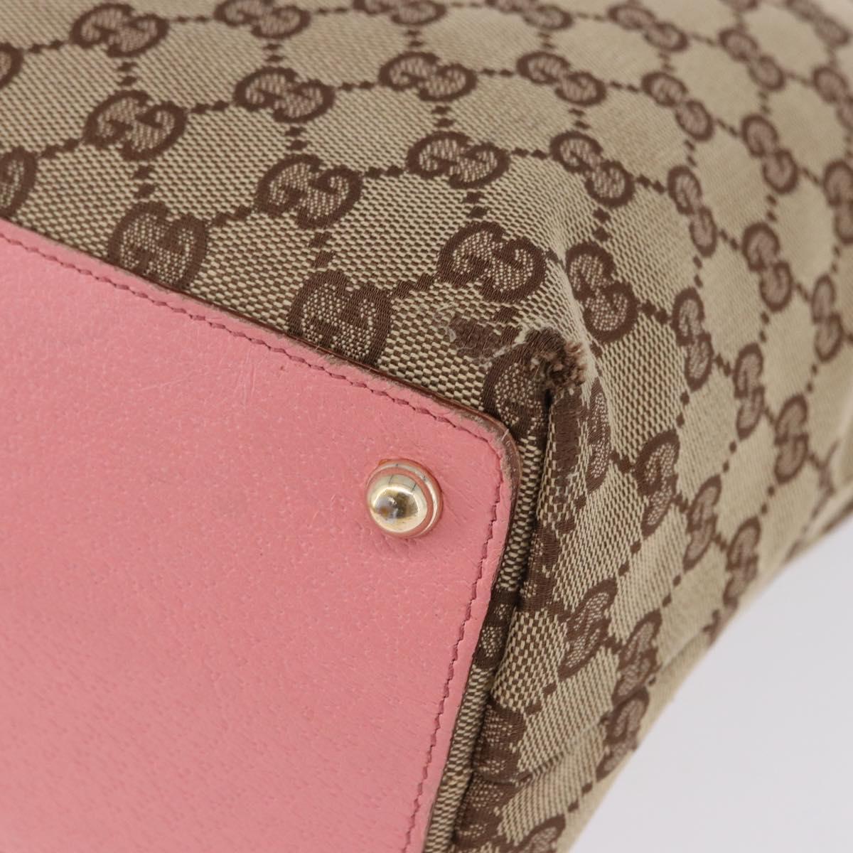 GUCCI GG Canvas Tote Bag Beige Gold 120836 Auth 193531