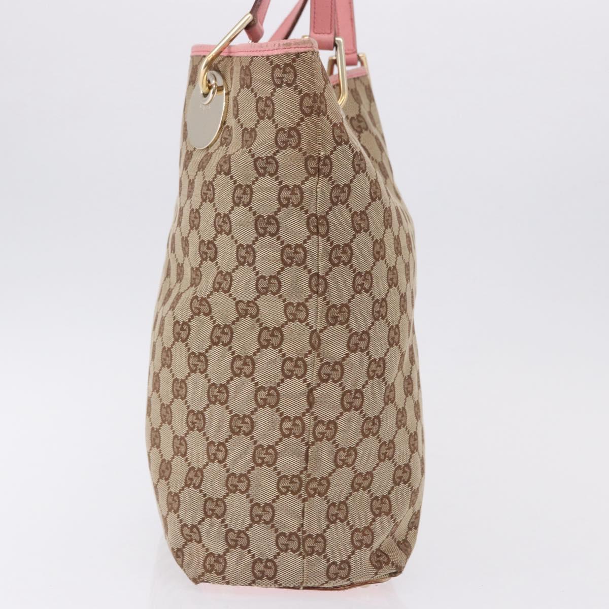 GUCCI GG Canvas Tote Bag Beige Gold 120836 Auth 193531