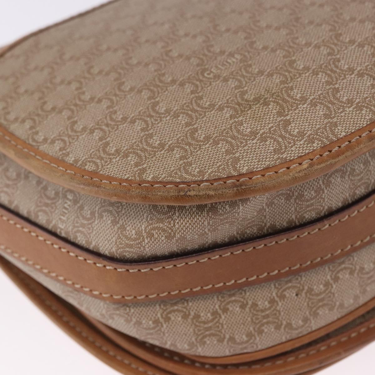 CELINE Macadam Canvas Shoulder Bag PVC Beige Gold Auth 193532