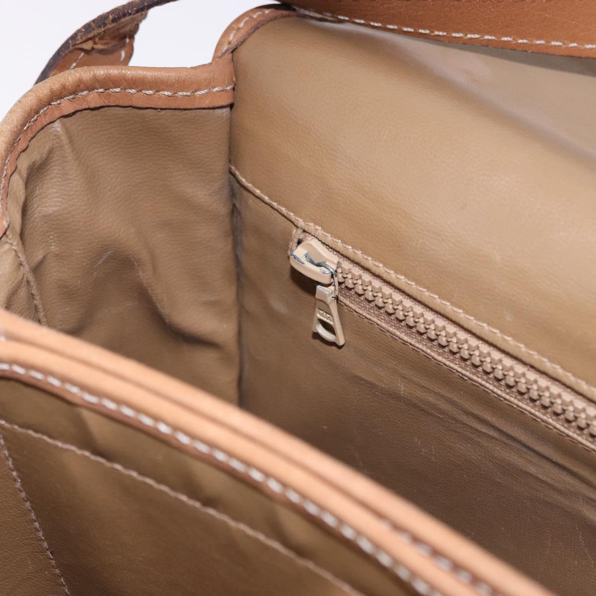 CELINE Macadam Canvas Shoulder Bag PVC Beige Gold Auth 193532
