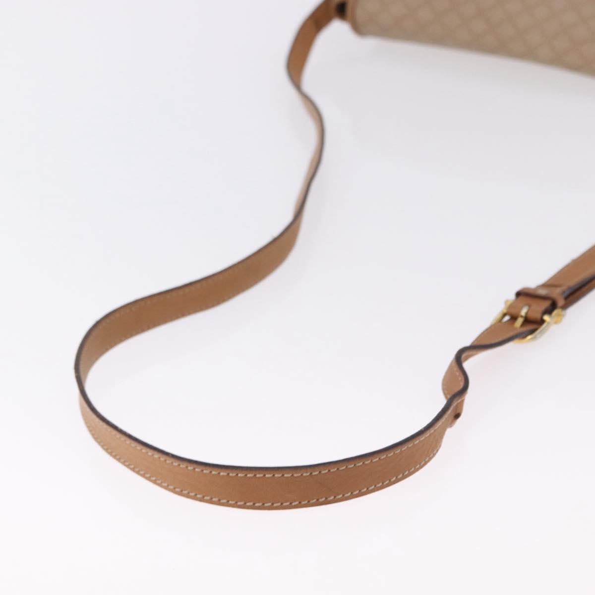 CELINE Macadam Canvas Shoulder Bag PVC Beige Gold Auth 193532