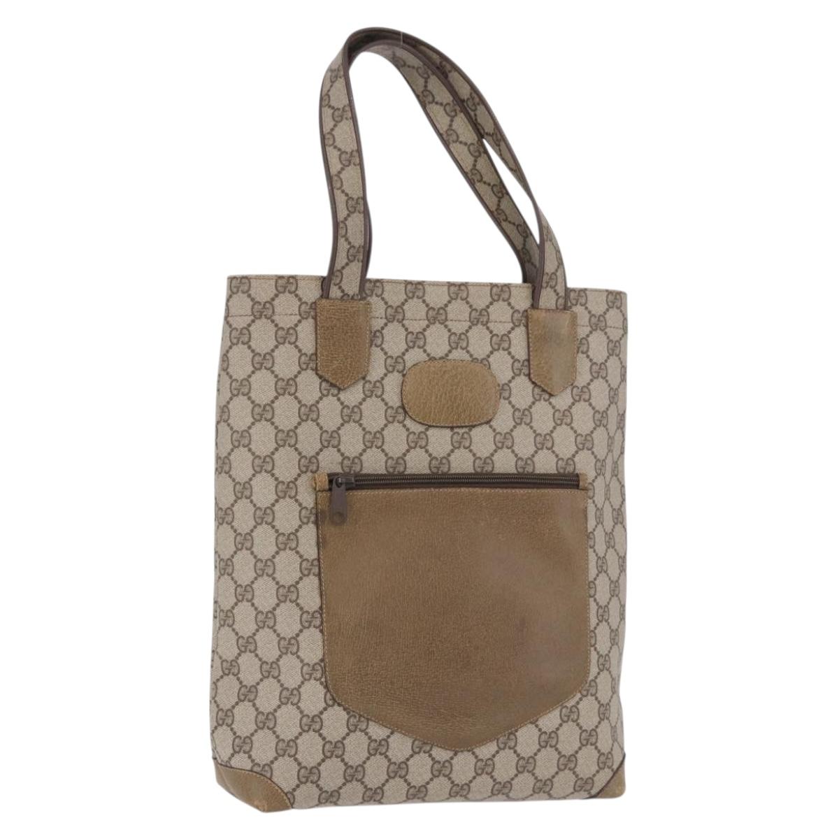 GUCCI GG Supreme Tote Bag PVC Beige Gold 002 103 1301 Auth 193534