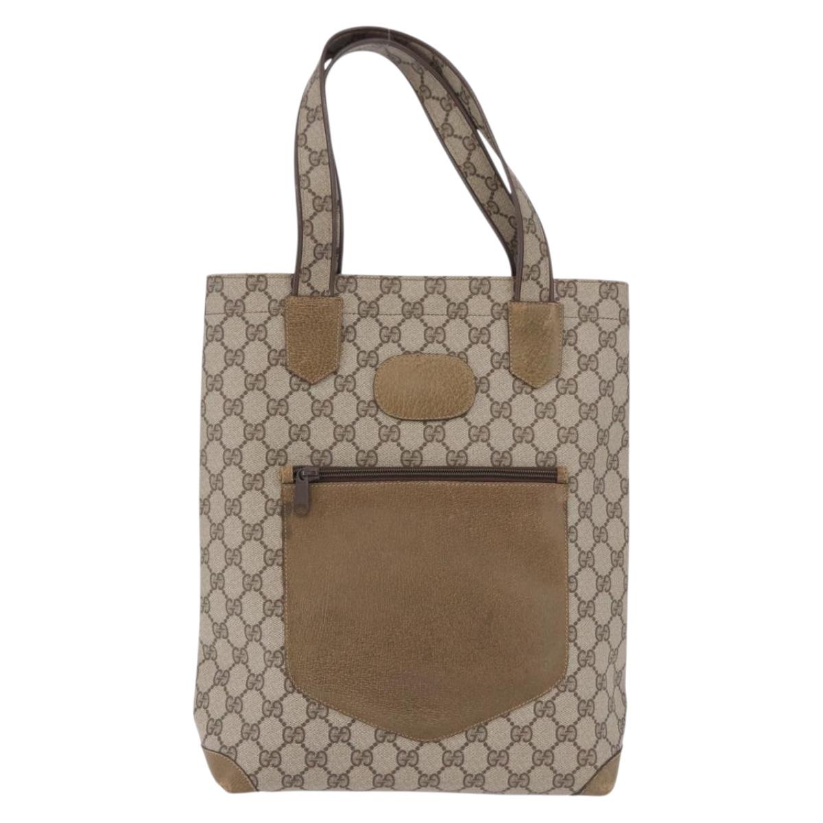 GUCCI GG Supreme Tote Bag PVC Beige Gold 002 103 1301 Auth 193534
