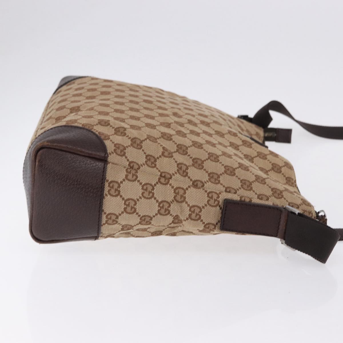 GUCCI GG Canvas Shoulder Bag Beige Silver 110054 Auth 193535