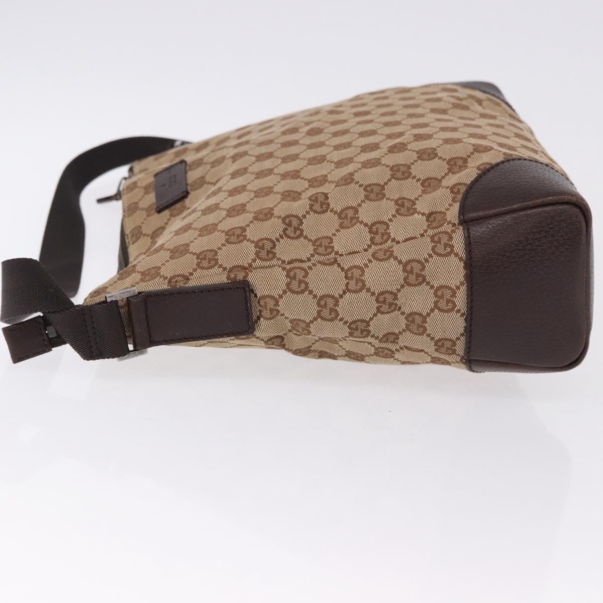 GUCCI GG Canvas Shoulder Bag Beige Silver 110054 Auth 193535