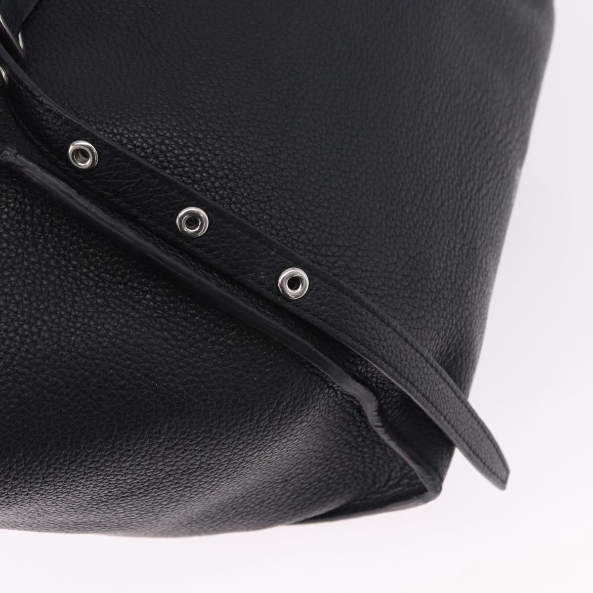 CELINE Big Bag Small Leather 2way Black Silver Auth 193536V