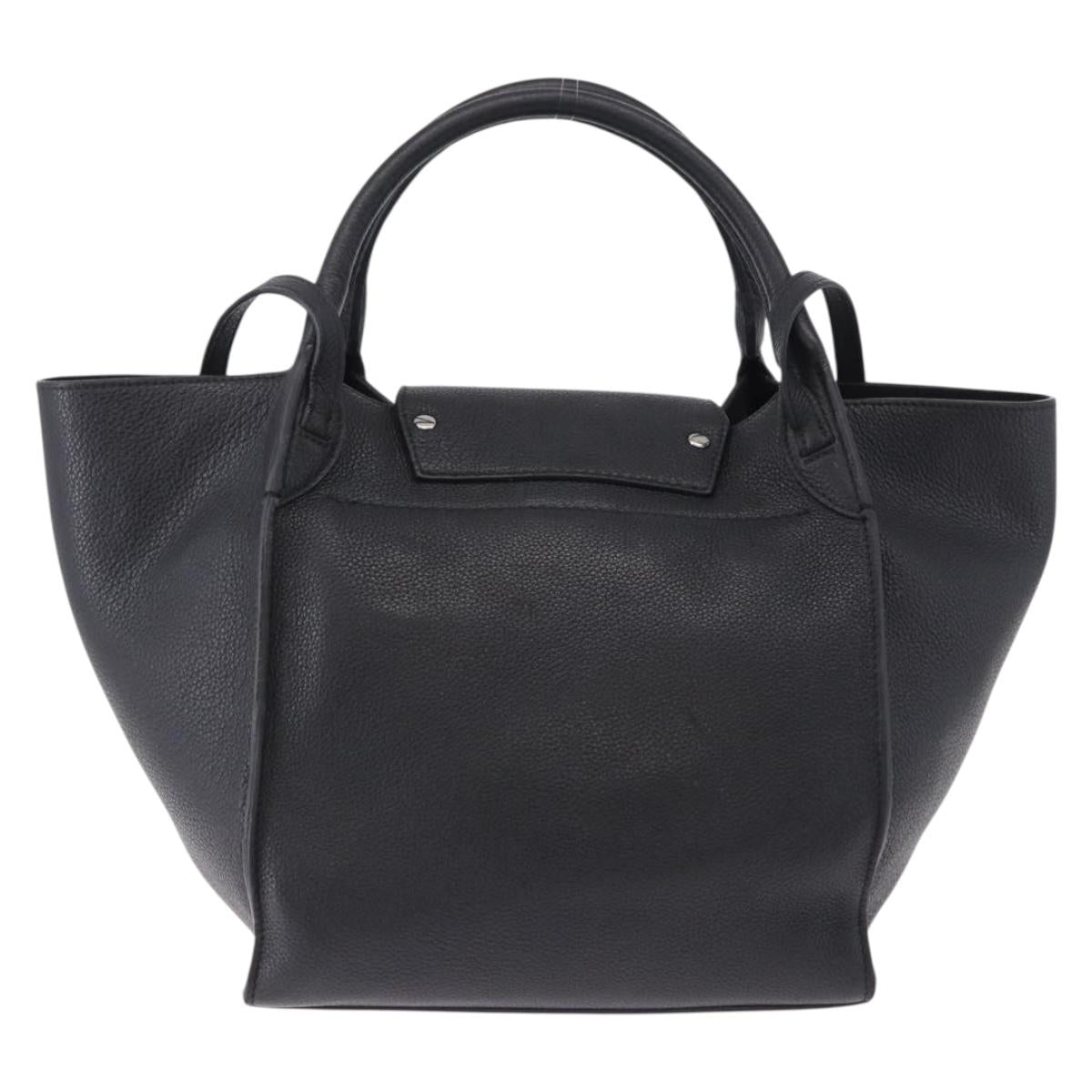 CELINE Big Bag Small Leather 2way Black Silver Auth 193536V